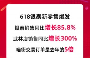 银泰百货618销售增85.8％ 武林银泰销售增300％